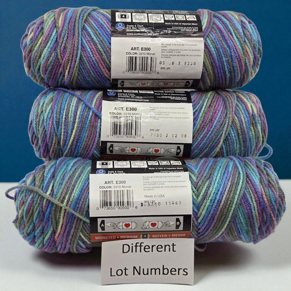 Lot of 3 - Red Heart Super Saver Multi-Color Acrylic Yarn #0310 Monet (5oz each) - Picture 4 of 8